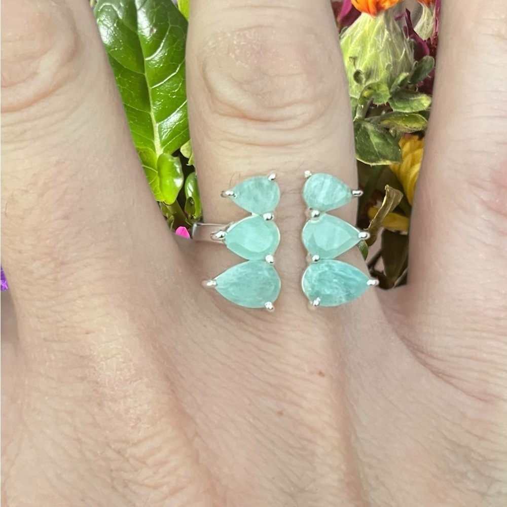 Amazonite Adjustable Silver Ring